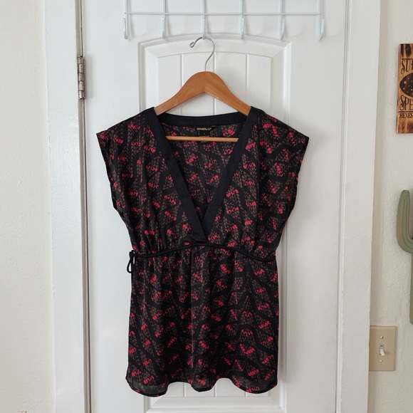 Y2K O'neil Baby Doll Top Black and Pink Women's S - Picture 1 of 4